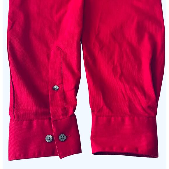 VAN HEUSEN LONG SLV BUTTON-UP DRESS SHIRT, MENS, XL - 17/17-1/2. (34-35), RED - Picture 8 of 11